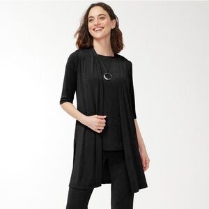 Chico's Travelers Women Sz 1 (Small, 8) Side Slit Cardigan Jacket Blackk NWT